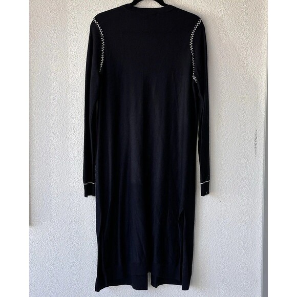 St John Navy Blue Handbeaded Long Cardigan Sweater Size M - Picture 8 of 13